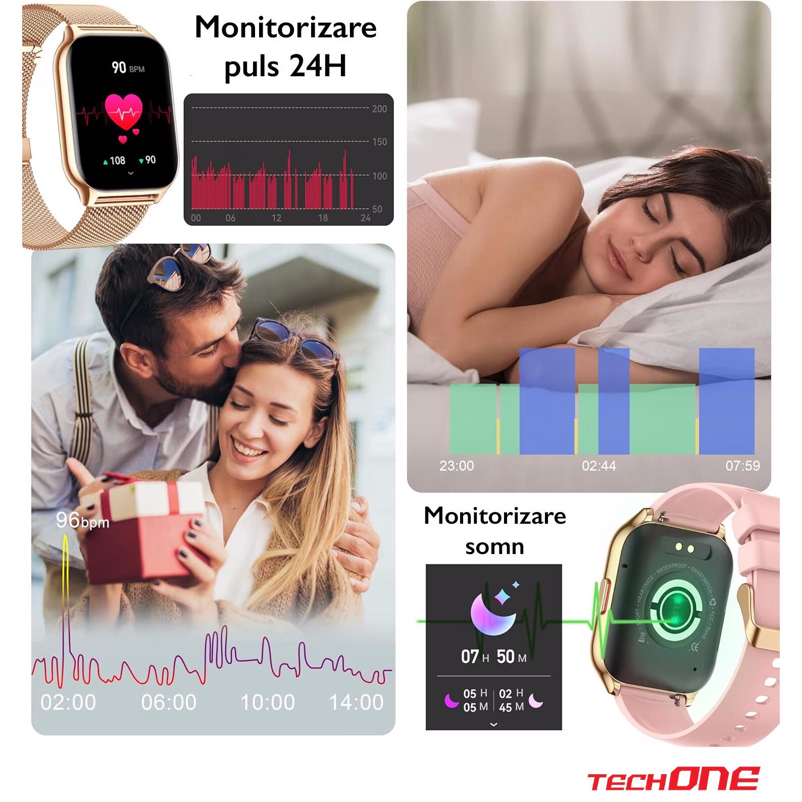 Ceas Smartwatch TechONE Wand Pro, Gold Ceas Smartwatch TechONE Wand Pro, Gold